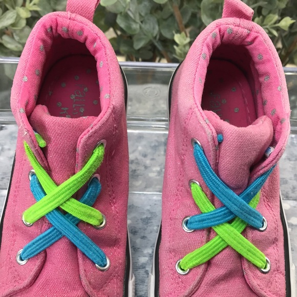 Falls Creek Kids Jasmin Mid Jr Girls 10M Pink Sparkle Canvas Sneakers✨Like NEW✨ - Picture 3 of 8